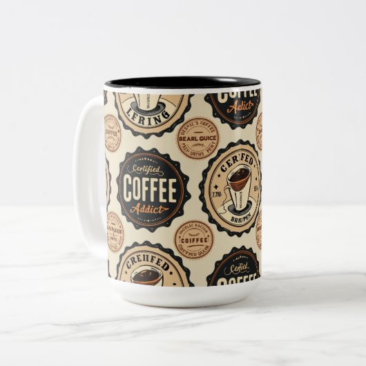 Koffieverslaafde koffie mok (Voorkant links)