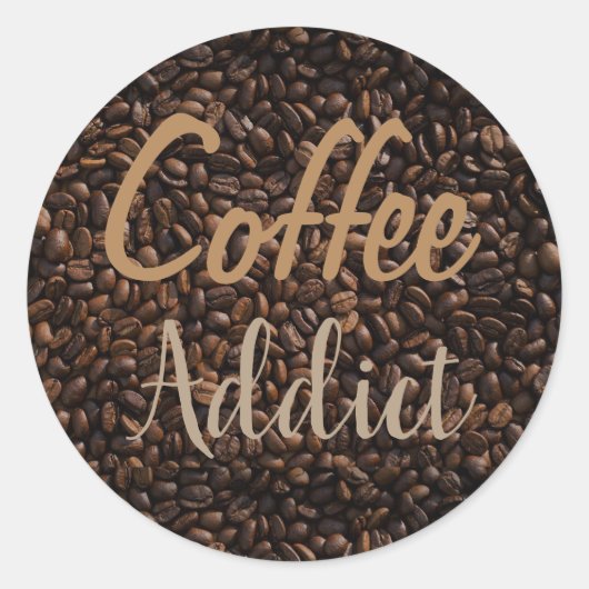 Koffieverslaafde Ronde Sticker (Voorkant)