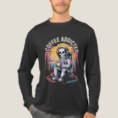Koffieverslaafde Space Astronaut Skeleton Edition Tri-Blend Shirt (Voorkant volledig)