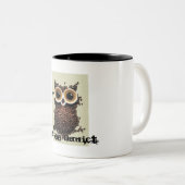 Koffieverslaafde uil tweekleurige koffiemok (Voorkant rechts)