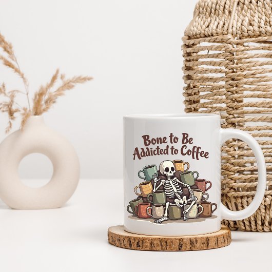 Koffieverslaving skelet Mok