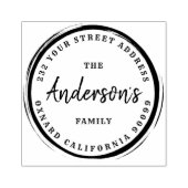 Koffievlek cirkel-aangepaste familienaam rubberstempel (Afrduk)