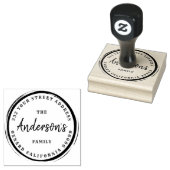 Koffievlek cirkel-aangepaste familienaam rubberstempel (Gestempeld)