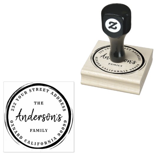 Koffievlek cirkel-aangepaste familienaam rubberstempel (Gestempeld)