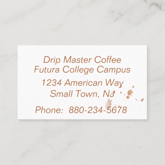 Koffievlekken Coffee Shop Visitekaartje (Achterkant)