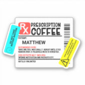 Koffievoorstelling met waarschuwingslabels Funny Sticker (Voorkant)