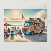 Koffiewagen aan het strand briefkaart (Voorkant)