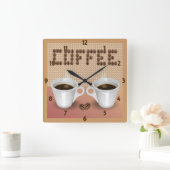 Koffiewandklok Vierkante Klok (Huis)