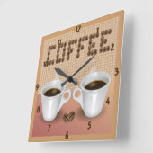Koffiewandklok Vierkante Klok (Hoek)