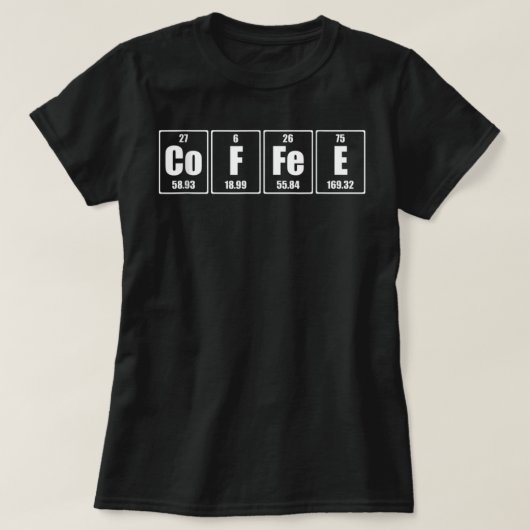 Koffiewetenschapselement - Periodieke Koffietabel T-shirt (Design voorkant)