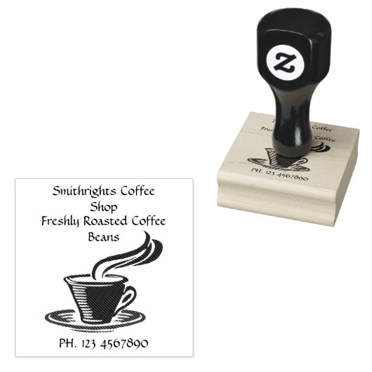 Koffiewinkel, 2x2 rubberstempel (Gestempeld)