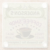 Koffiewinkel Aangepaste naam biedt Mok Gepersonali Glazen Onderzetter (Achterkant)