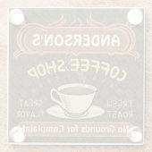 Koffiewinkel Aangepaste naam biedt Mok op maat Glazen Onderzetter (Achterkant)