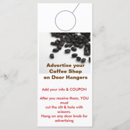 Koffiewinkel Adverteren DEUR HANGER-labels