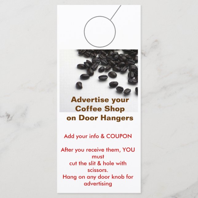 Koffiewinkel Adverteren DEUR HANGER-labels (Voorkant)