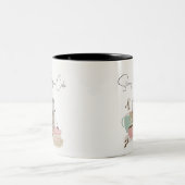 Koffiewinkel Café Bakkerij Quirky Retro Waterverf Tweekleurige Koffiemok (Center)