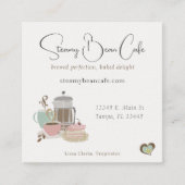 Koffiewinkel Café Bakkerij Quirky Retro Waterverf Vierkante Visitekaartje (Voorkant)