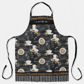 Koffiewinkel Cappuccino Mocha Dessert Bedrijfsnaam Schort (Voorkant)