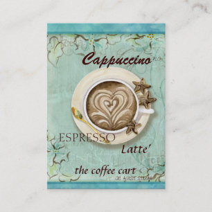 Koffiewinkel Cappucino, Espresso n Latte-kaarten Visitekaartje