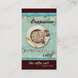 Koffiewinkel Cappucino, Espresso n Latte-kaarten Visitekaartje