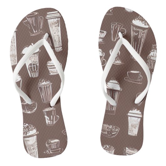 Koffiewinkel Cups Latte Patroon Teenslippers (Voetbed)