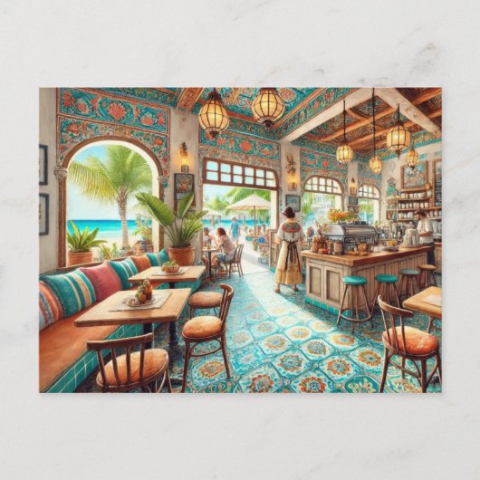 Koffiewinkel in Cancun, Mexico Briefkaart (Voorkant)