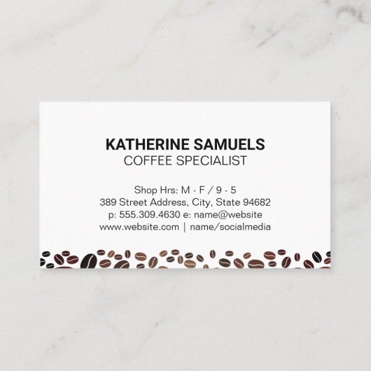 Koffiewinkel | Koffiebeker en bonen Visitekaartje (Achterkant)