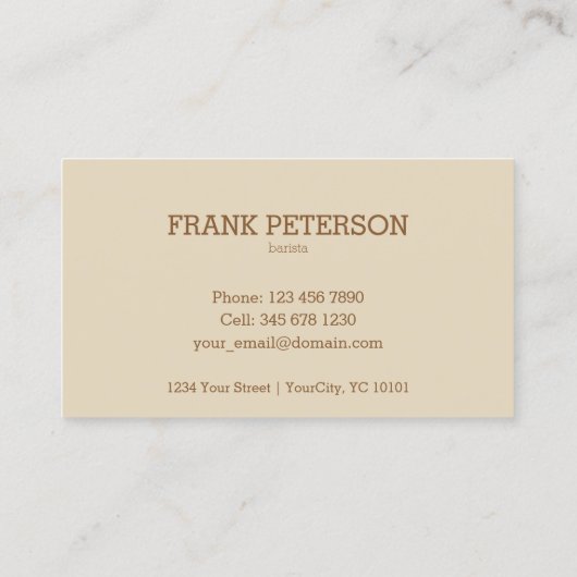 Koffiewinkel - koffievlek met beige achtergrond visitekaartje (Achterkant)