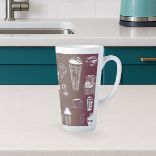 Koffiewinkel Latte op koffiekleurige achtergrond Mok