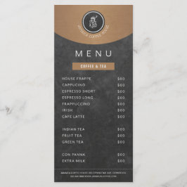 Koffiewinkel logo koper zwart promo prijslijst menu