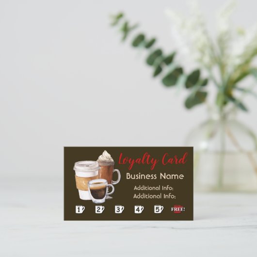Koffiewinkel Loyalty Kaart 3 (Staand voorkant)