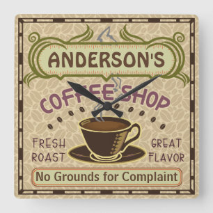 Koffiewinkel met bekertje Creëer Je eigen persoon Vierkante Klok