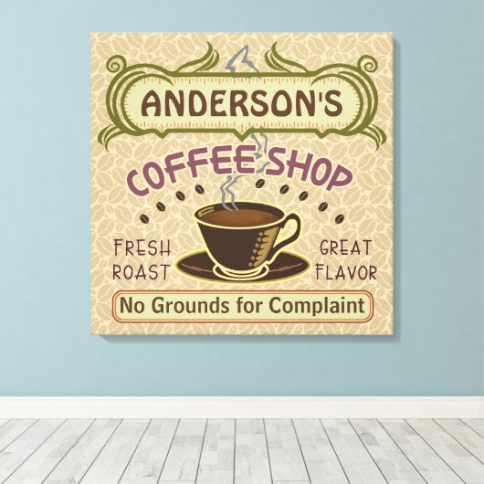 Koffiewinkel met bekertje Creëer Je eigen persoonl Canvas Afdruk (Insitu (Houten vloer))