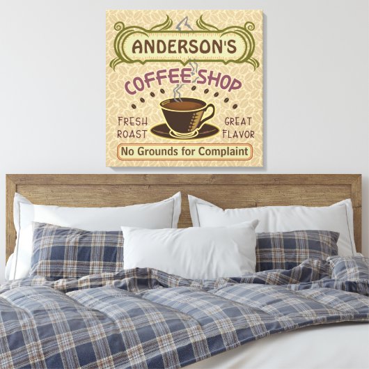 Koffiewinkel met bekertje Creëer Je eigen persoonl Canvas Afdruk (Insitu (Slaapkamer))