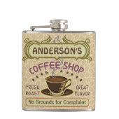 Koffiewinkel met bekertje Creëer Je eigen persoonl Heupfles (Voorkant)