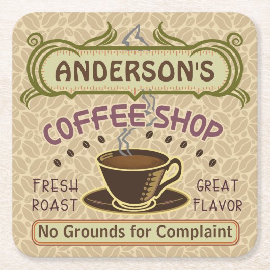 Koffiewinkel met bekertje Creëer Je eigen persoonl Kartonnen Onderzetters (Voorkant)