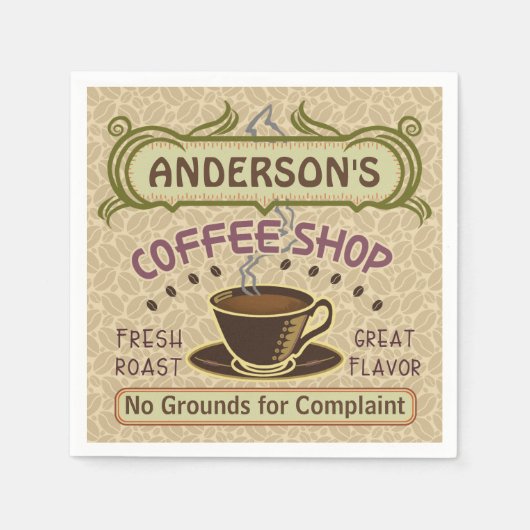 Koffiewinkel met bekertje Creëer Je eigen persoonl Servetten (Voorkant)