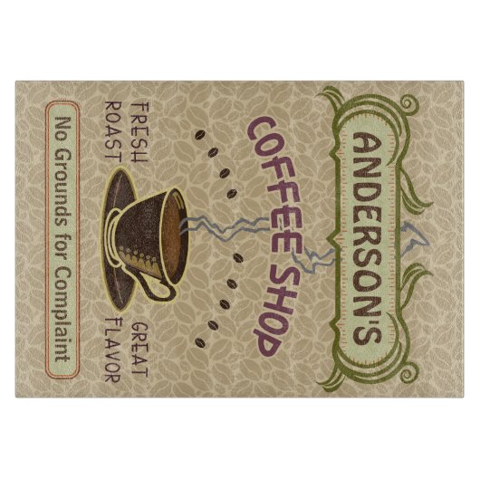 Koffiewinkel met bekertje Creëer Je eigen persoonl Snijplank (Voorkant)