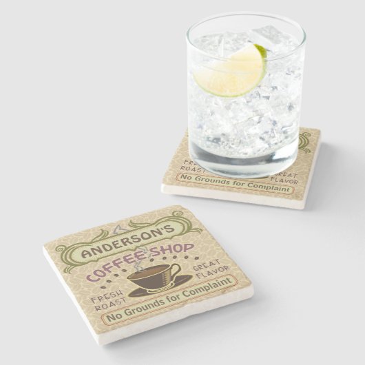 Koffiewinkel met bekertje Creëer Je eigen persoonl Stenen Onderzetter (Zijkant)