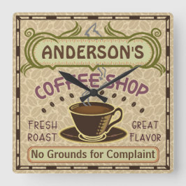 Koffiewinkel met bekertje Creëer Je eigen persoonl Vierkante Klok