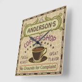 Koffiewinkel met bekertje Creëer Je eigen persoonl Vierkante Klok (Hoek)