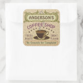 Koffiewinkel met bekertje Creëer Je eigen persoonl Vierkante Sticker (Tas)