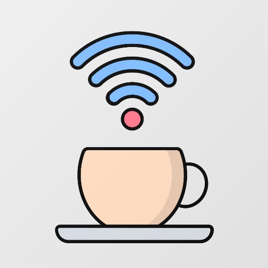 Koffiewinkel met gratis WiFi Internet wachtwoord Raamsticker (Vel)