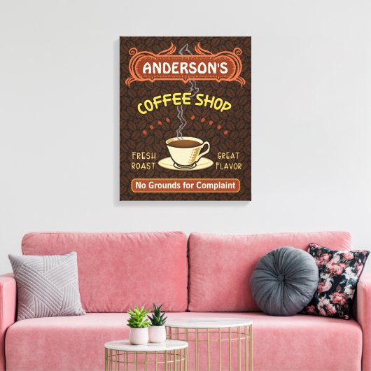 Koffiewinkel met Mok Creëer Je eigen persoonlijke  Canvas Afdruk (Insitu (Woonkamer))