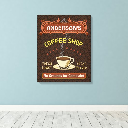 Koffiewinkel met Mok Creëer Je eigen persoonlijke  Canvas Afdruk (Insitu (Houten vloer))