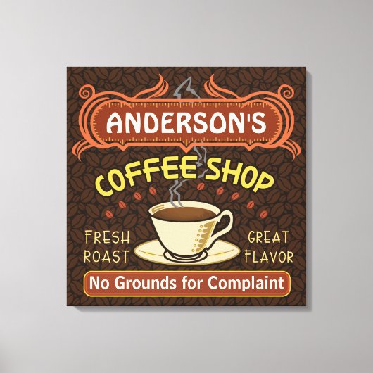 Koffiewinkel met Mok Creëer Je eigen persoonlijke  Canvas Afdruk (Voorkant)