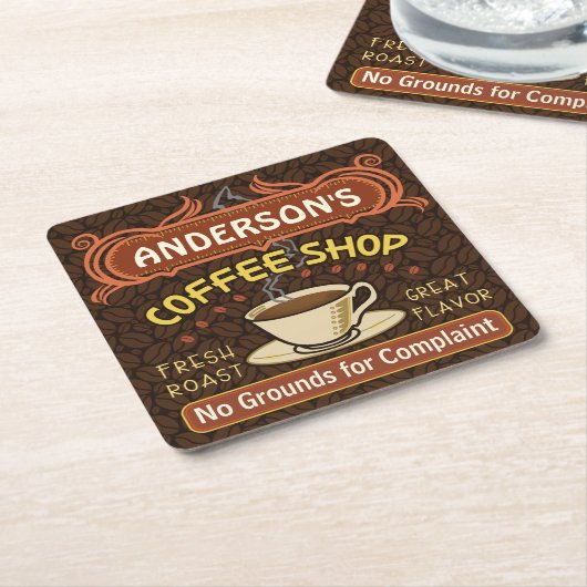 Koffiewinkel met Mok Creëer Je eigen persoonlijke Kartonnen Onderzetters (Schuin)