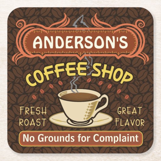 Koffiewinkel met Mok Creëer Je eigen persoonlijke Kartonnen Onderzetters (Voorkant)