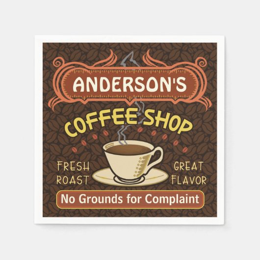 Koffiewinkel met Mok Creëer Je eigen persoonlijke Servetten (Voorkant)