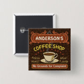 Koffiewinkel met Mok Creëer Je eigen persoonlijke  Vierkante Button 5,1 Cm (Voorkant /achterkant)